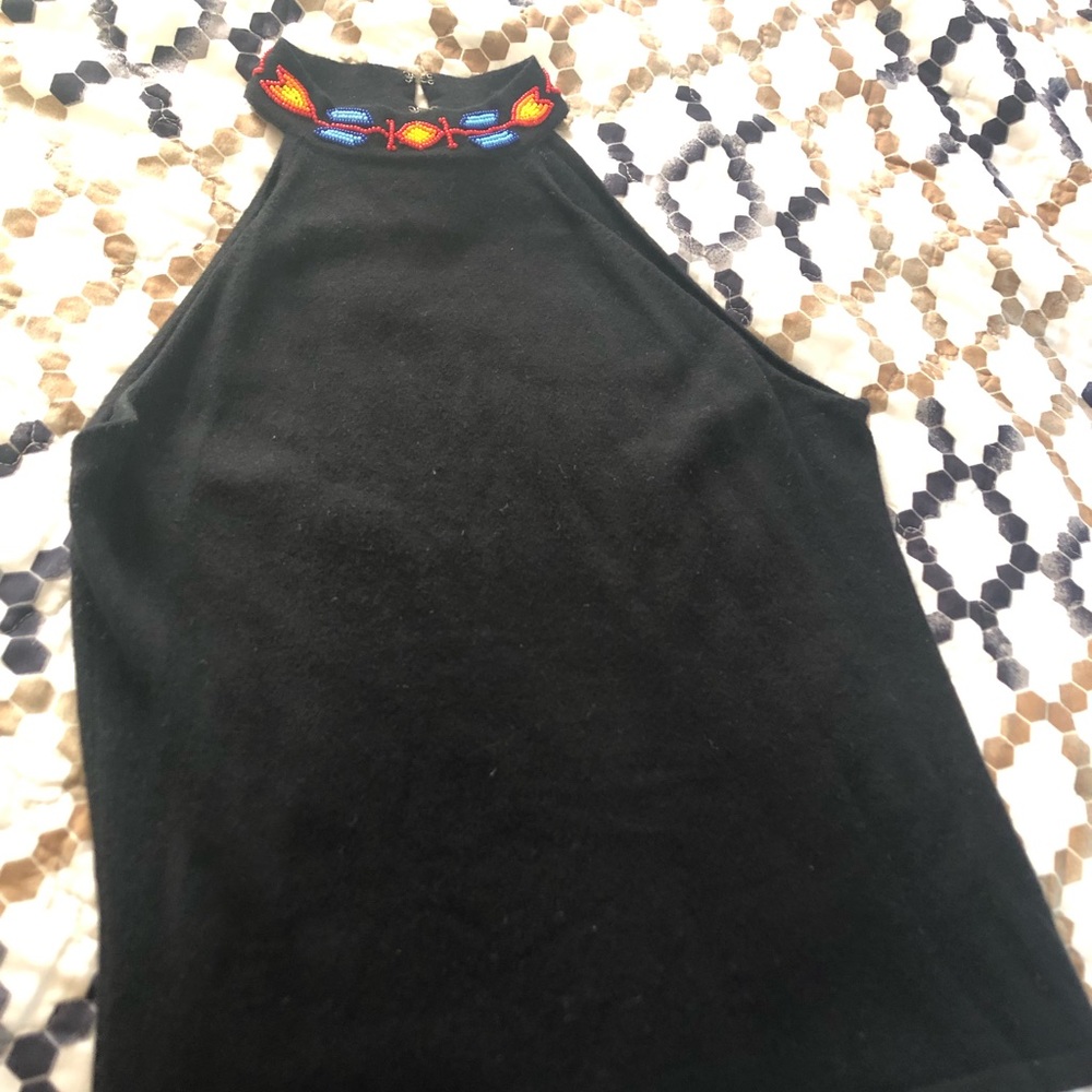 100% Cashmere Sleeveless Top with Beading
